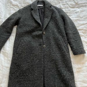 Zara TRAFULUC grey black wool coat size S